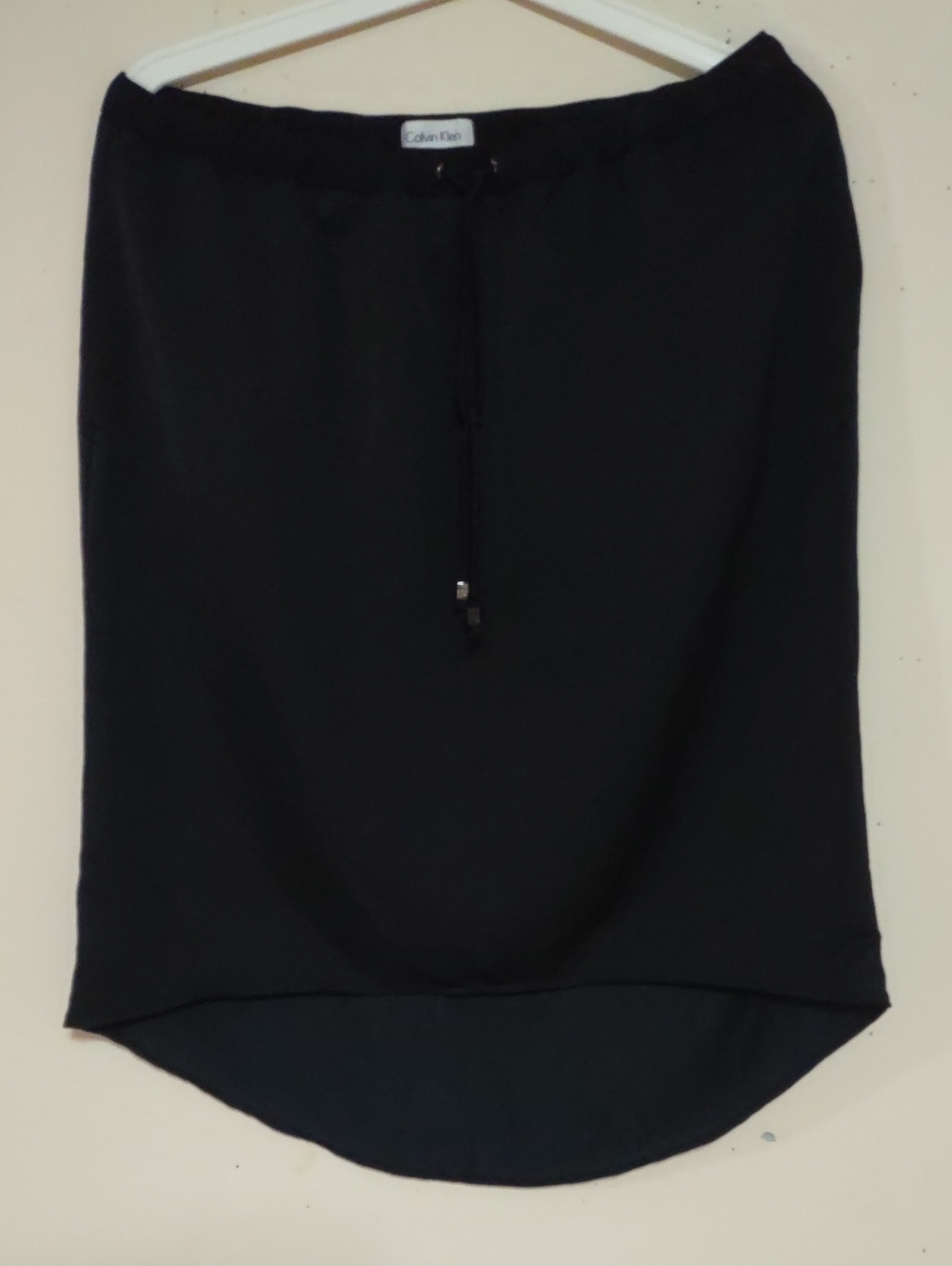Calvin Klein Black High-Low Drawstring Skirt